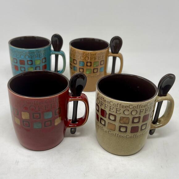 Mr. COFFEE Café Americano 13 Oz. Mug Set Stoneware 8 Pieces, 4 Mugs 0,0,1:S-1458 - Picture 5 of 8